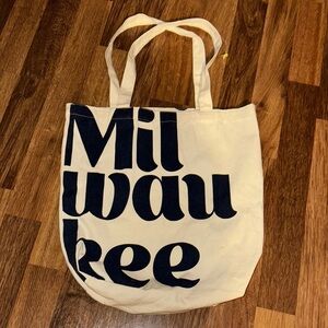 Milwaukee Cream and Black Canvas Tote Bag